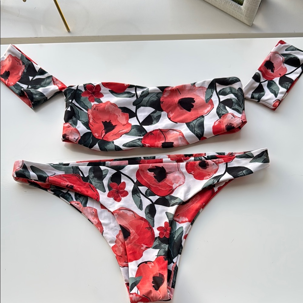 Floral Bikini Set with Capped Sleeve